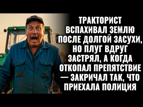 Видео: Тракторист вспахивал землю, но плуг застрял, а когда откопал препятствие — сразу вызвал полицию