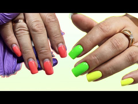 Видео: Яркий маникюр / Исправление клюющих ногтей / Укрепление гелем