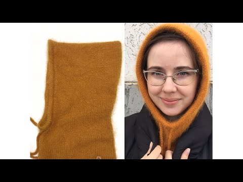 Видео: Капор спицами / Капор из пуха норки / Капюшон спицами