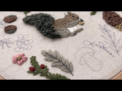 Видео: "Squirrel treasure" pattern / Embroidery for beginners/ Белочкины припасы- схема для вышивки
