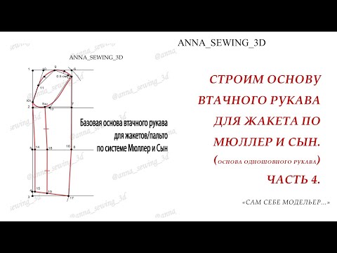 Видео: Строим основу для втачного рукава жакета по системе Мюллер и Сын. Основа одношовного рукава. Чст 4.