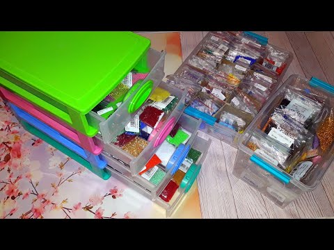 Видео: 128. Организация запасов японского и чешского бисера, примерно 10 кг.