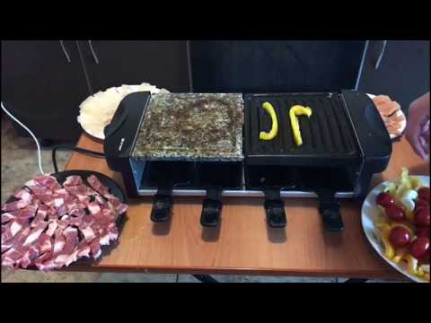 Видео: Рыба, кальмар, мясо на новой раклетнице-гриль KItfort KT-1647.