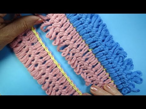 Видео: Вязание на вилке   Соединение полос соединительными петлями Урок 6