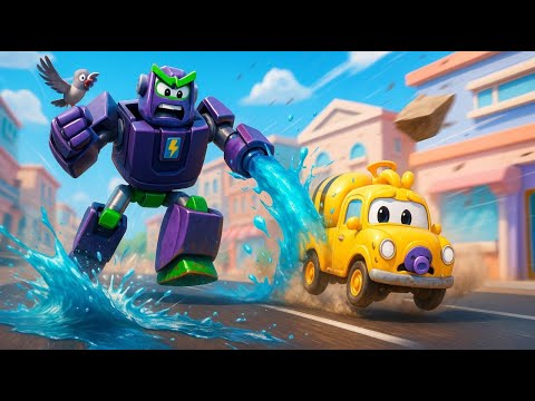 Видео: Робот разрушает водную вечеринку 💦 Робофьюз 🚗 Мультфильмы о машинах для детей