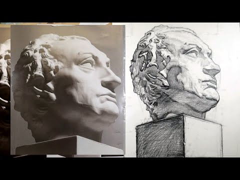 Видео: Научитесь рисовать для гипсовой головы Гаттамелаты