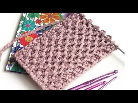 Видео: Как связать узор СОТЫ тунисским крючком | Soft Decor - Татьяна Чакур