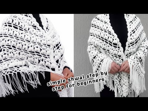 Видео: Как связать необычную треугольную женскую шаль крючком пошагово для начинающих #crochet_shawl