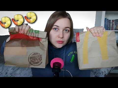 Видео: АСМР итинг 🍟 Макдональдс vs Бургер Кинг 🍔 сравнение КРЕВЕТОЧЕК 🍤 мукбанг ASMR eating | mukbang