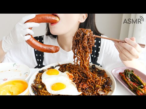 Видео: Колбаса Колбаса черная фасоль Рамэн Mukbang ASMR _ Realsound Foodshow