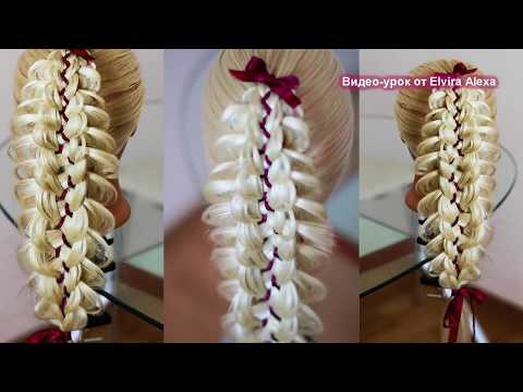 Видео: Коса с лентами для последнего звонка  Красивая причёска Trenza Braid