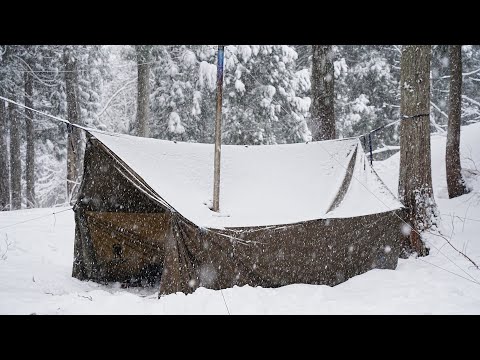 Видео: Одиночный поход в сильный снегопад | Горячая палатка и снег, который продолжается до утра