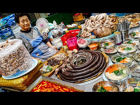 Видео: Корейская традиционная рыночная кровяная колбаса, Sundae Master Granny — корейская уличная еда