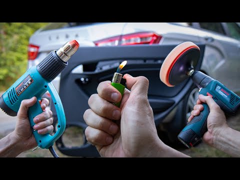 Видео: Как убрать царапины на пластике салона автомобиля? Фен, зажигалка или полироль? Что лучше работает?