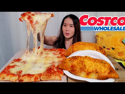 Видео: Едим САМУЮ СЫРНУЮ новую сырную пиццу и комбо-кальцоне от Costco! Сырная пицца Мукбанг ASMR