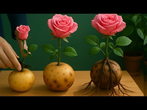 Видео: Воткните розу в картофель. Роза за ночь отрастит 99 корней.