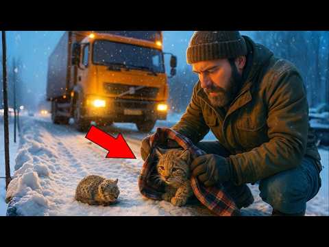 Видео: Замерзающий рысёнок лежал у трассы. Год спустя он стал напарником дальнобойщика!