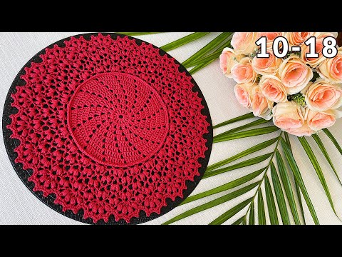 Видео: Салфетка крючком для сервировки, Нина, 10-18