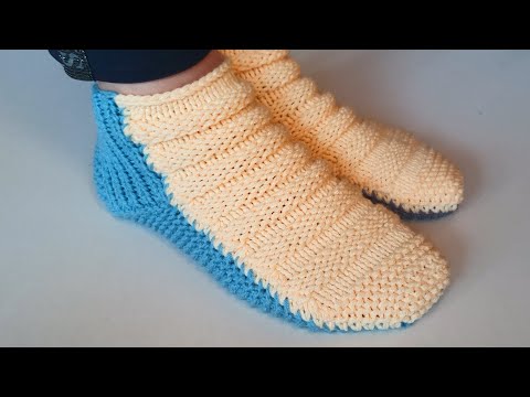 Видео: Бесшовные следки на двух спицах