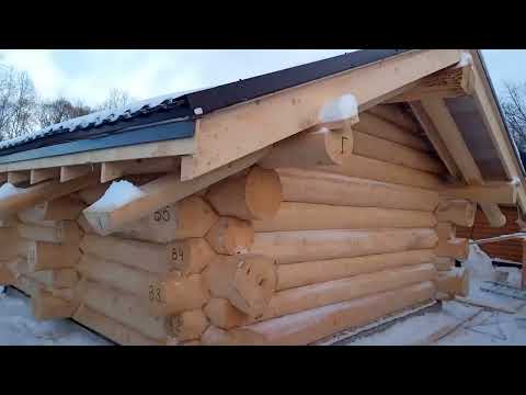 Видео: Построили баню 6х6+2 м  в Диком стиле по технологии "Бриллиантовая рубка" с W-образным пазом!