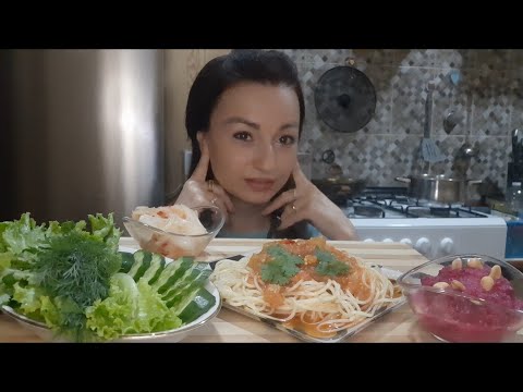 Видео: MUKBANG🥬🍝🥒🌶Как Снять Стресс⁉️👸#мукбанг#неасмр#обжор#