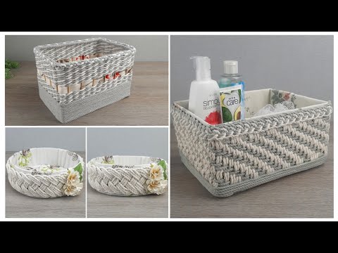 Видео: Корзины для хранения из шнура / Плетеная коробка из шнура и картона / Rope Storage Basket DIY