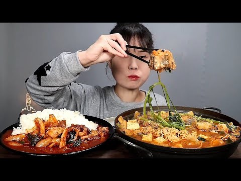 Видео: Специвый, пыльчатый суп, жареного кальмара, мукбанг. АСМР