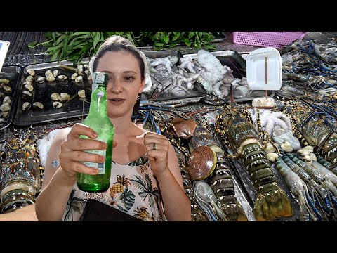 Видео: 6 огромных лобсеров и соджу на ночном рынке во Вьетнаме