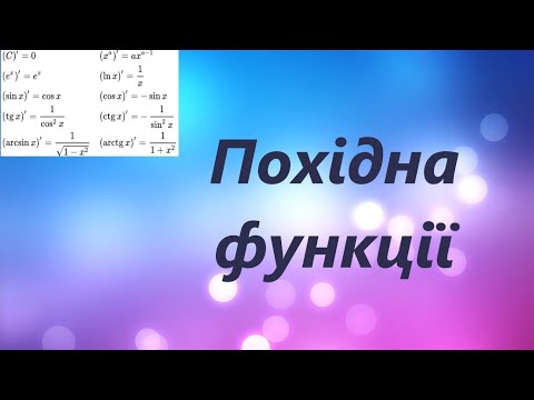 Видео: Похідна функції. Приклади знаходження похідної