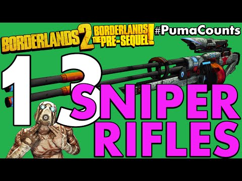 Видео: 13 лучших снайперских винтовок в Borderlands 2 и The Pre-Sequel! #PumaCounts
