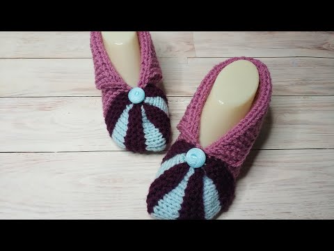 Видео: Простая модель тапочек на любой размер. (из остатков пряжи)