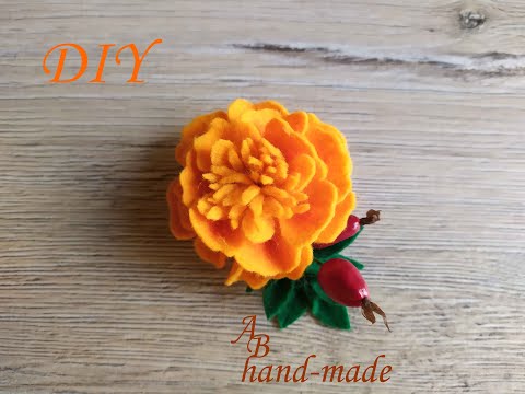 Видео: Бархатцы из фетра./DiY: Felt Marigold.