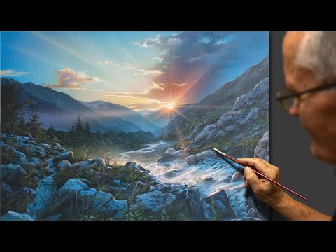 Видео: «Утренняя музыка» (Горный пейзаж). Акрил. Художник - Виктор Юшкевич. #91 фото 2021.