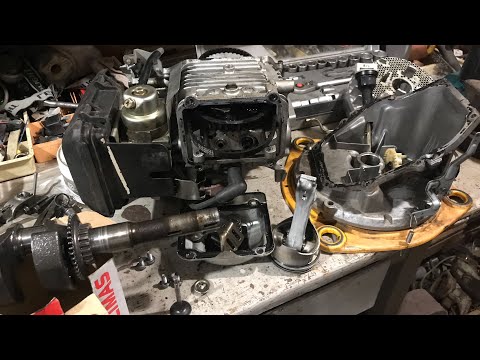 Видео: Разборка двигателя Honda на газонокосилке Stiga.  Причина- отрыв головки клапана.