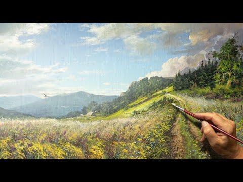 Видео: "Ароматная долина" Картина акрилом. Художник - Виктор Юшкевич. #128