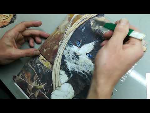 Видео: Флорентийская мозаика. "Котёнок". Завершающий этап.