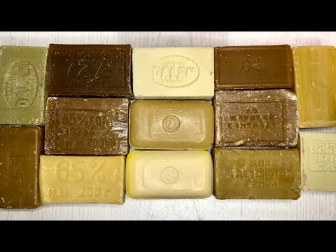 Видео: ASMR🔪Cutting dry soap🧼Резка сухого мыла🍁🍂🤎💚Большие бруски мыла😋