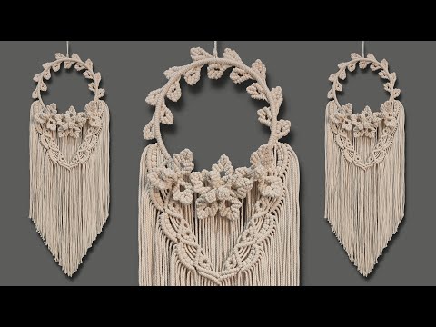 Видео: Как сделать настенную подвеску в виде обруча макраме