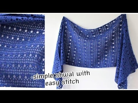 Видео: Как связать крючком прямоугольную шаль мягким и характерным узором, шаг за шагом