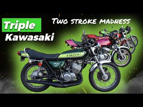Видео: Kawasaki Triple Extravaganza! Двухтактное безумие!
