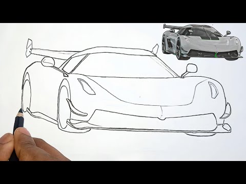 Видео: Простой урок рисования автомобиля Koenigsegg Jesko || Шаг за шагом || Как нарисовать Koenigsegg J...