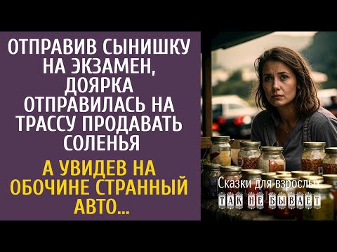 Видео: Отправив сына на экзамен, доярка пошла на шоссе продавать соленья… А увидев на обочине странный авто