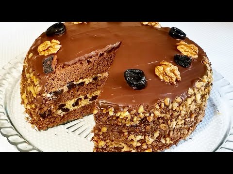 Видео: Торт с черносливом и грецкими орехами