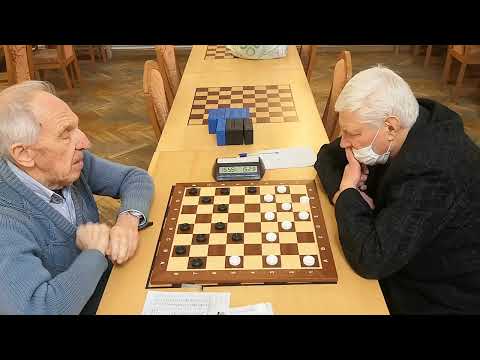 Видео: Сильнейшие ветераны шашек Санкт Петербурга! В. Дерябин - Д. Лонд (2 партия шашки)
