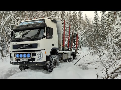 Видео: VOLVO лесовоз, снега ещё больше. Умирающий трактор.