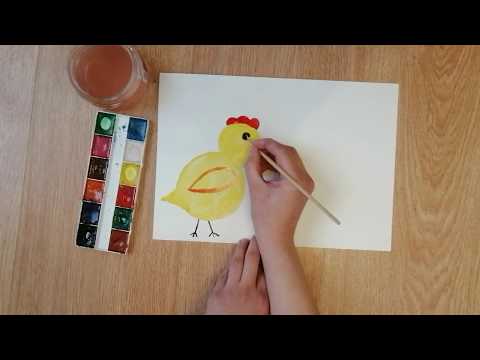 Видео: Малювання курчати фарбами