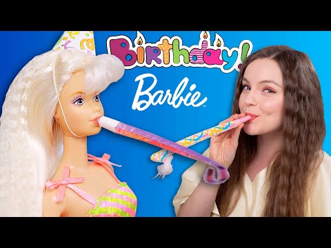 Видео: Барби ДУЕТ в дуделку и НАДУВАЕТ шарики😱 Birthday Party Barbie 1998: обзор и распаковка