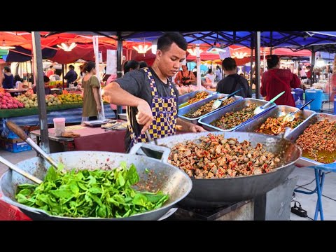 Видео: Тайский шеф-повар готовит 5 жареных блюд с базиликом и чесноком - Тайская уличная еда