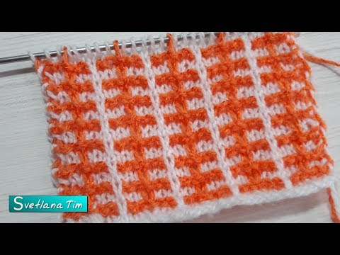 Видео: Вязание. Узоры спицами. Ленивый жаккард "Гребешок" # 574