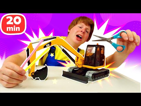 Видео: Экскаватор сломался от трюков, у фургона ПЕРЕГРУЗ! 🔧 Ремонт машин и видео про машинки для мальчиков